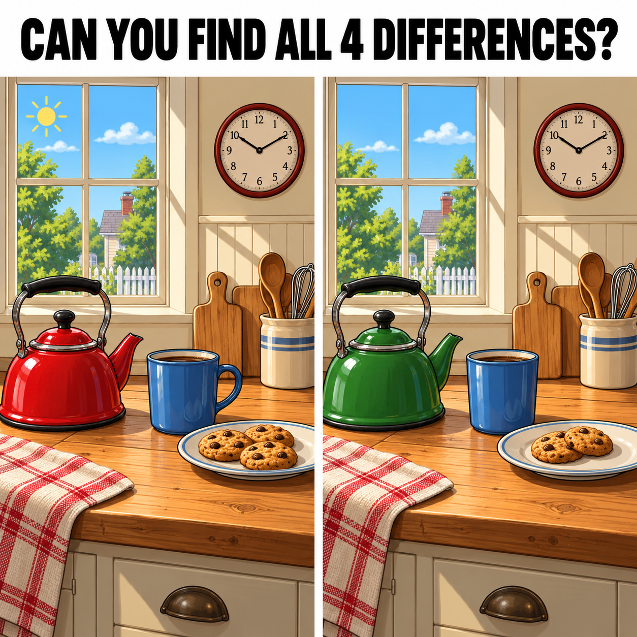Two illustrated kitchen scenes