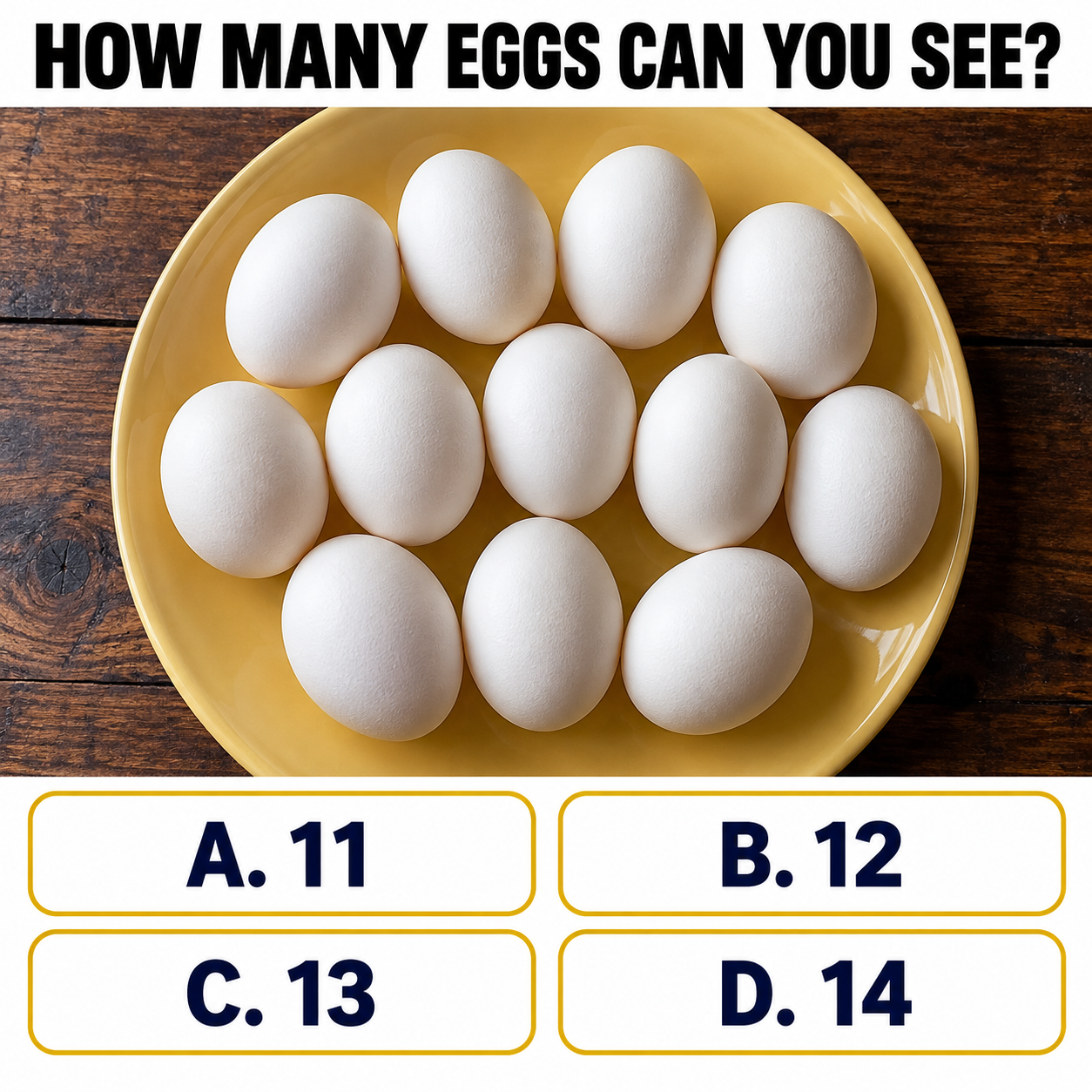 White eggs arranged on a yellow ceramic plate